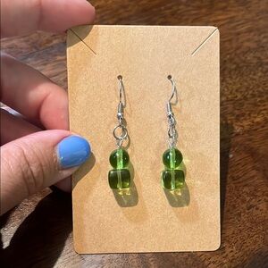 Green Glass Bead Earrings